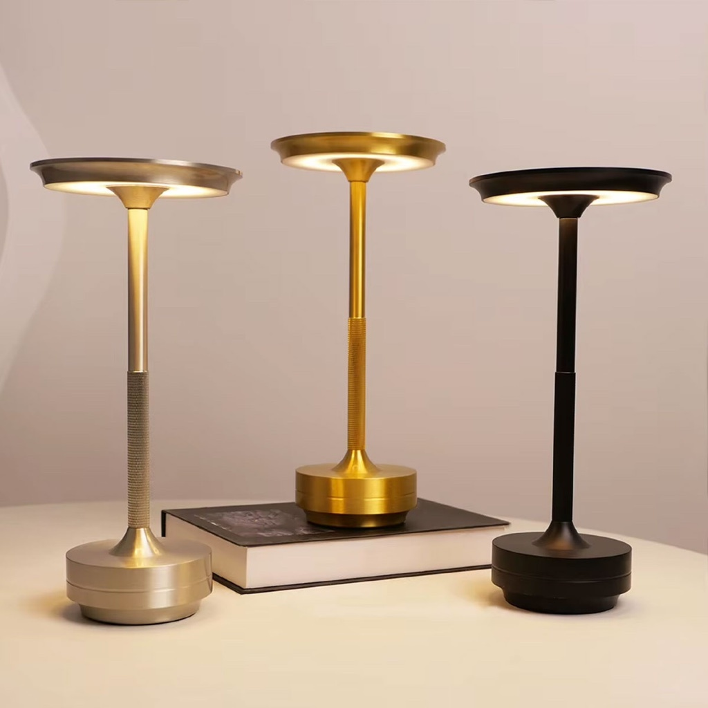 Luminária Abajur de Mesa Candeiro Dumbbell Touch de Quarto Luxuosa 3 Tons de Led