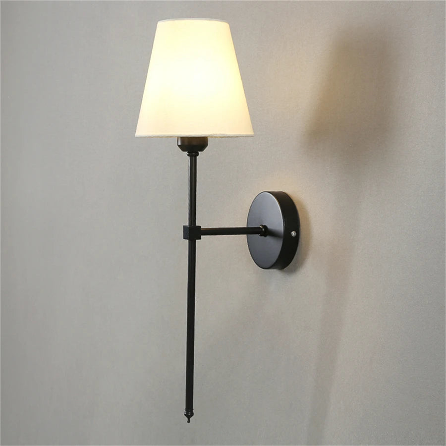 Moderna lâmpada de parede americana para banheiro espelho luz quarto decoração corredor pano sombra arandela 100v-220v duro com fio