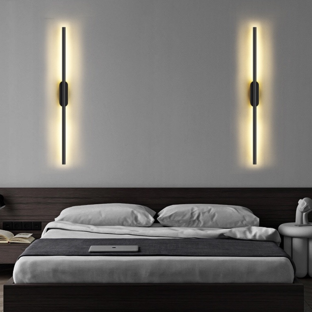 Arandela Luminária De Parede Linear Moderna Preta 1 metro 10W 3.000K BIVOLT