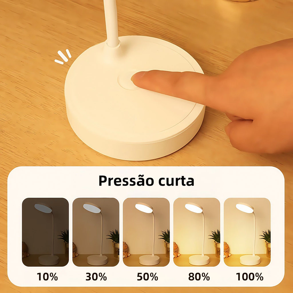 Luminária de Mesa LED Recarregável para Estudo - Casare