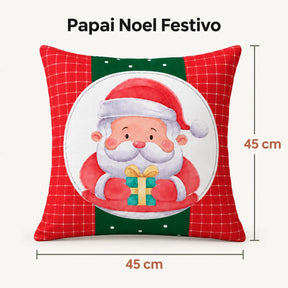 Capa Papai Noel Festivo, medida 45 × 45 cm