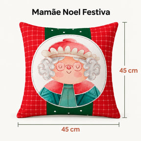 Capa Mamãe Noel Festiva, medida 45 × 45 cm