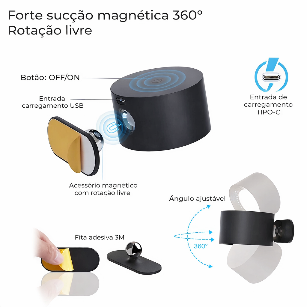 Arandela Magnética Lume – Sem Fio 360°
