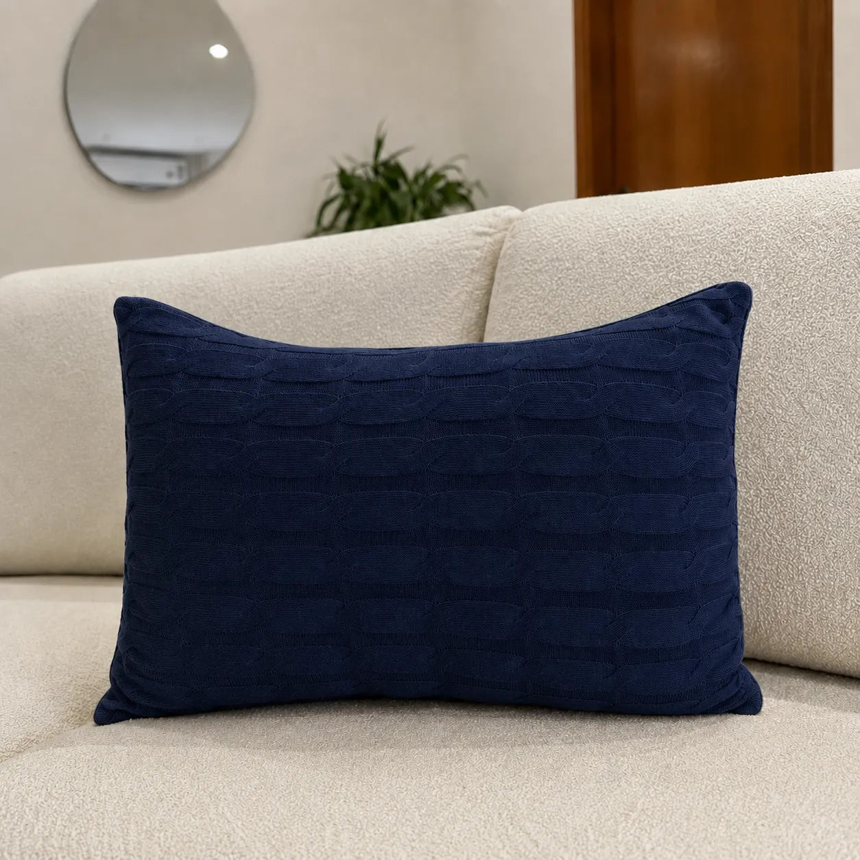 Capa de Almofada Tricot Linna Retangular 60 × 40 cm