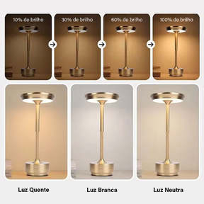 Luminária Abajur de Mesa Candeiro Dumbbell Touch de Quarto Luxuosa 3 Tons de Led