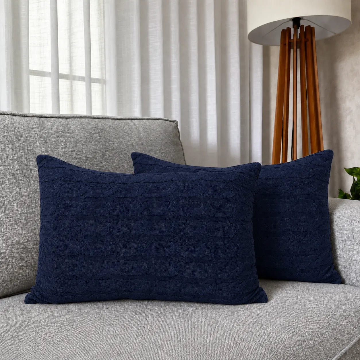 Capa de Almofada Tricot Linna Retangular 60 × 40 cm