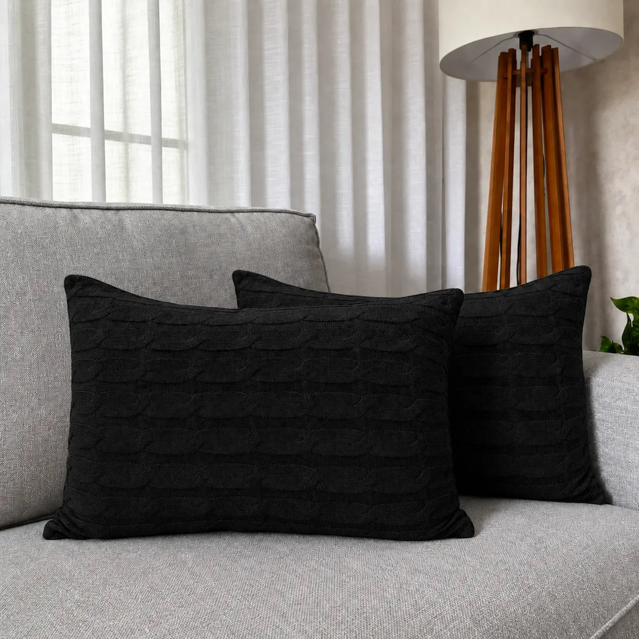 Capa de Almofada Tricot Linna Retangular 60 × 40 cm