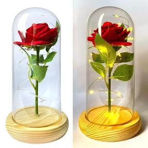 Rosa Encantada com Luzes LED na Cúpula de Vidro – Casare 06