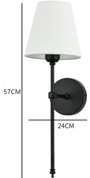 Moderna lâmpada de parede americana para banheiro espelho luz quarto decoração corredor pano sombra arandela 100v-220v duro com fio