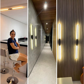 Arandela Luminária De Parede Linear Moderna Preta 1 metro 10W 3.000K BIVOLT