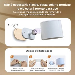 Kit 4 Luminária Spot Led 8W Arandela Cabeceira Luz de Parede 3 Tons de Luz Recarregável USB