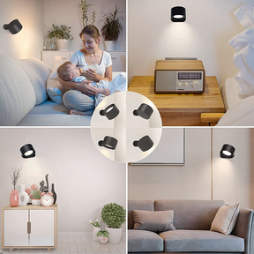 Kit 4 Luminária Spot Led 8W Arandela Cabeceira Luz de Parede 3 Tons de Luz Recarregável USB